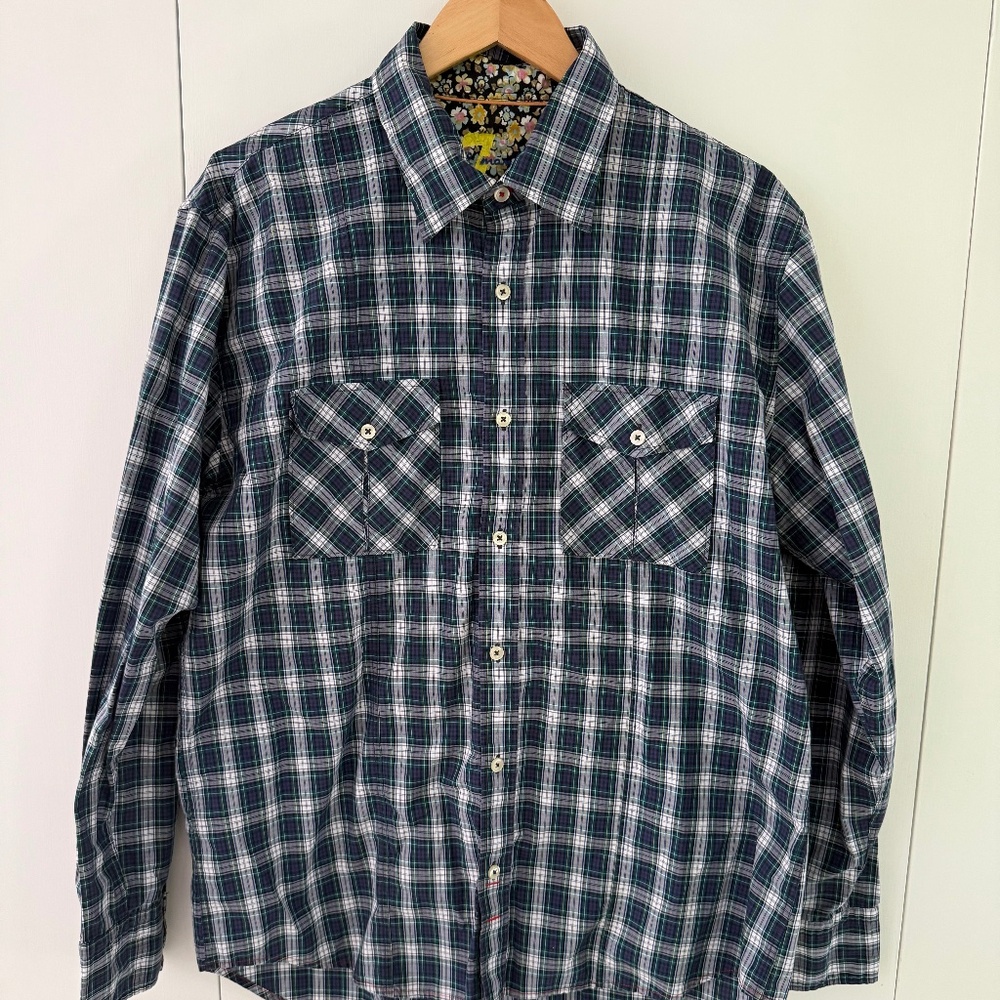7 FOR ALL MANKIND - MEN'S BUTTON DOWN - WESTERN STYLE - PLAID - SIZE L